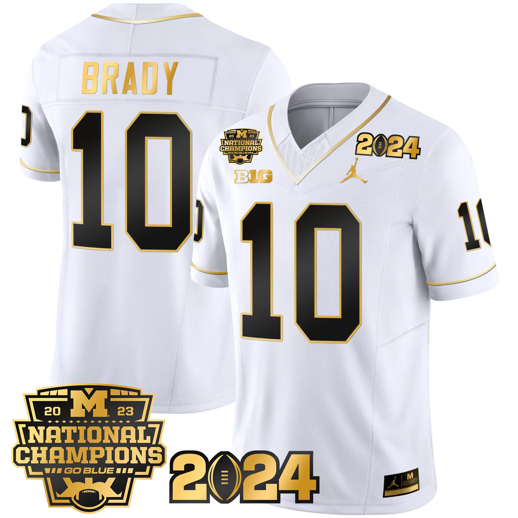 tom brady white gold mens michigan wolverines 2023 national champions patch gold vapor jersey all stitched
