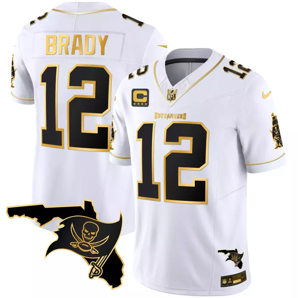 tom brady white gold youths tampa bay buccaneers florida patch vapor gold jersey all stitched