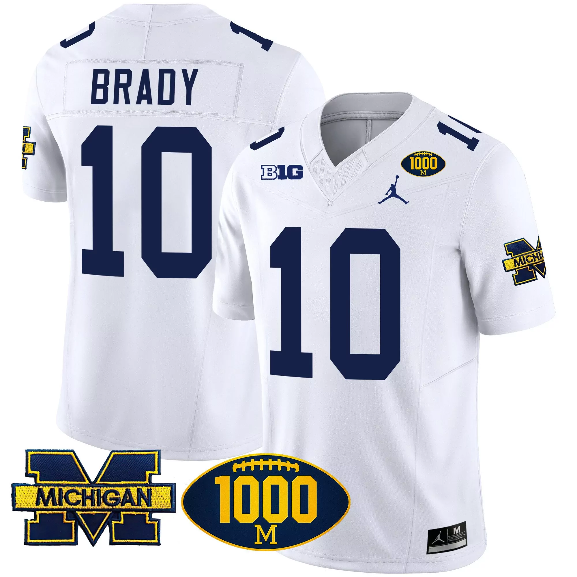 tom brady white mens michigan wolverines 1000 wins patch vapor jersey v2 all stitched