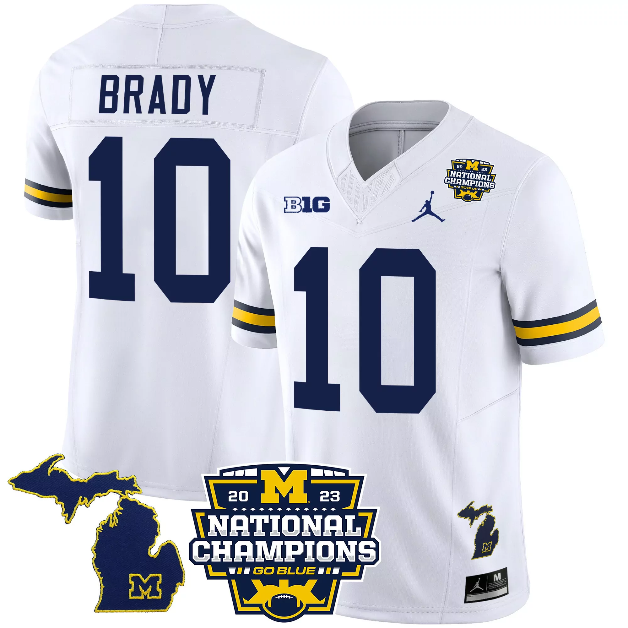 tom brady white mens michigan wolverines 2023 national champions patch vapor jersey v2 all stitched
