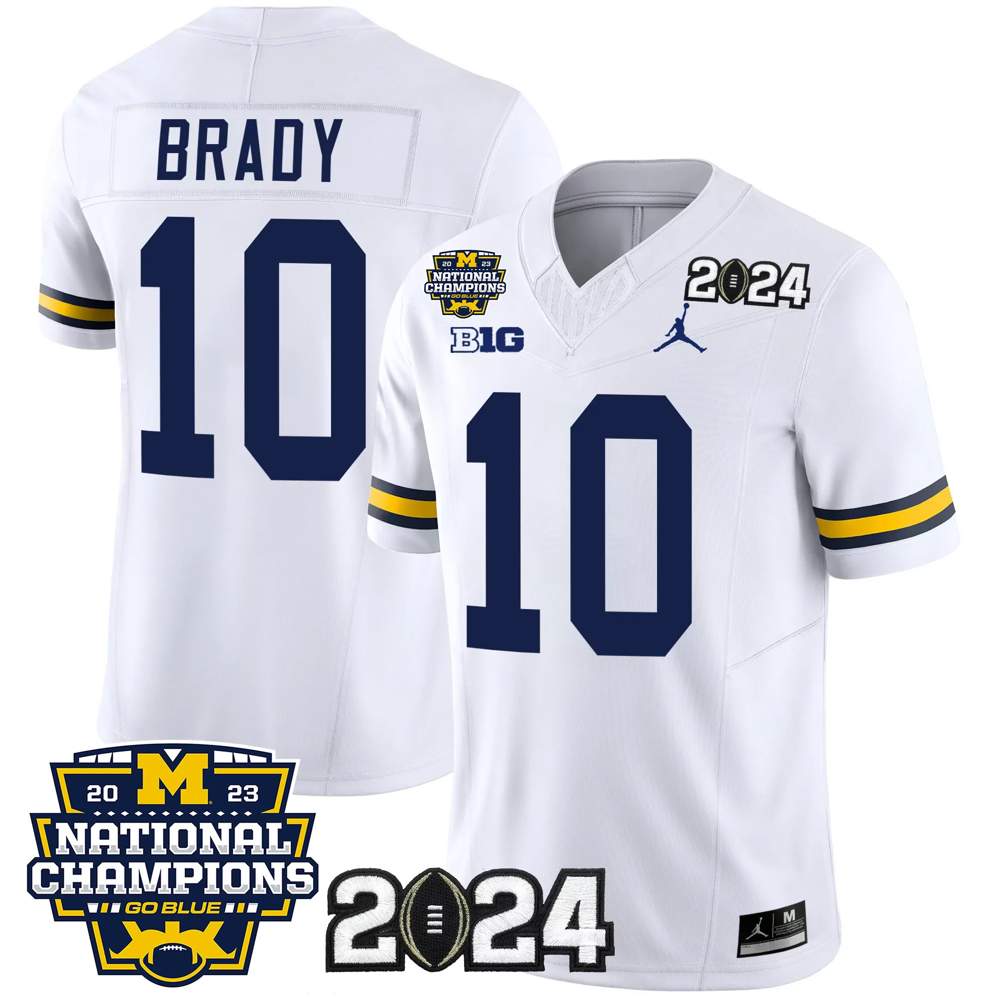 tom brady white mens michigan wolverines 2023 national champions patch vapor jersey v2 all stitched