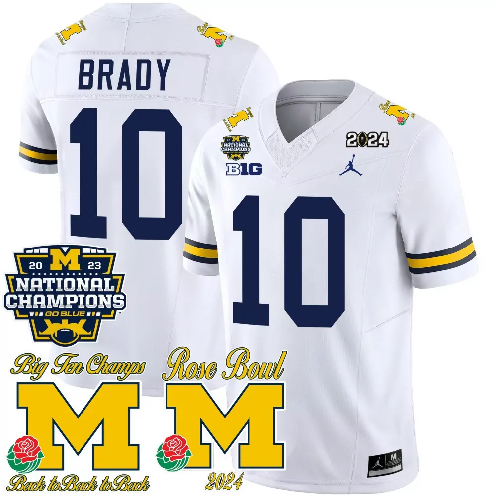 tom brady white mens michigan wolverines 2023 national champions patch vapor jersey v2 all stitched