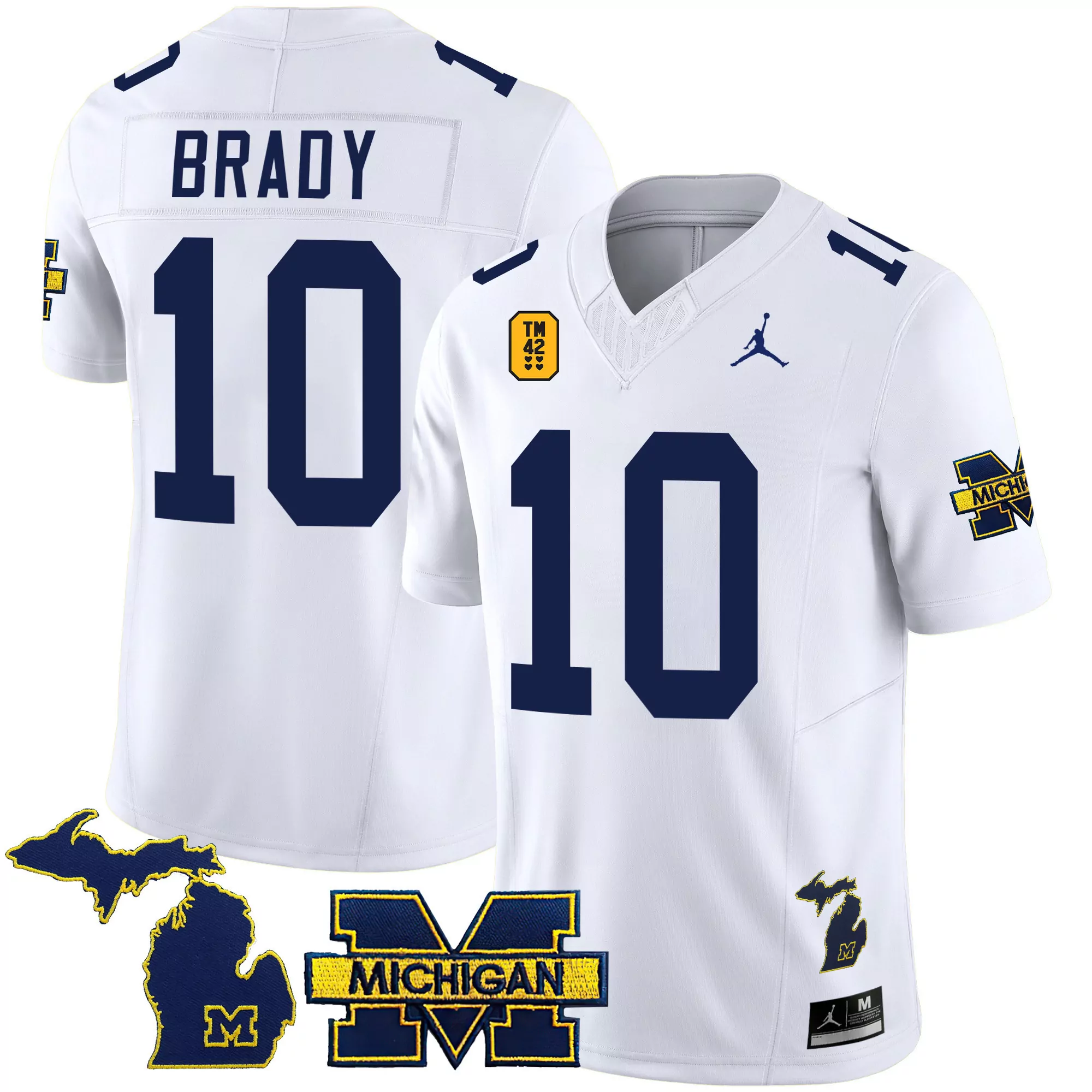 tom brady white mens michigan wolverines tm42 patch vapor limited jersey all stitched