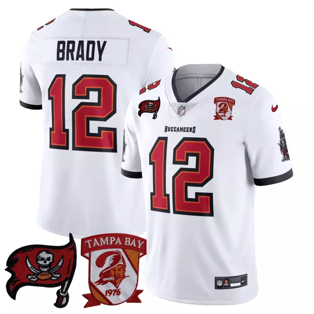 tom brady white mens tampa bay buccaneers logo patch jersey all stitched