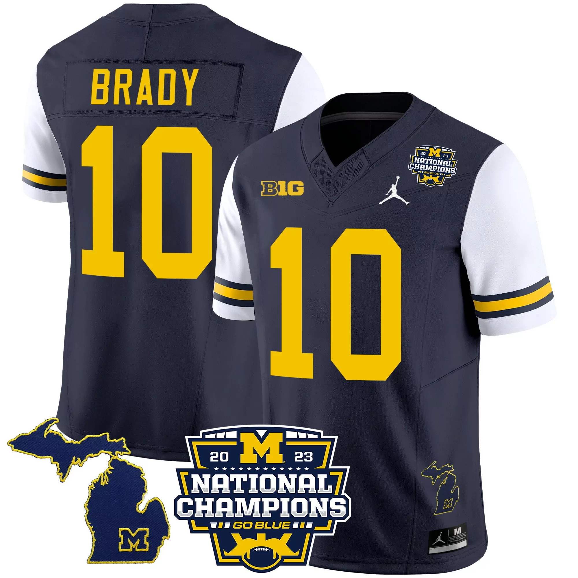 tom brady white sleeves mens michigan wolverines 2023 national champions patch vapor jersey all stitched