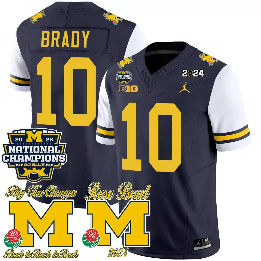 tom brady white sleeves mens michigan wolverines 2023 national champions patch vapor jersey all stitched