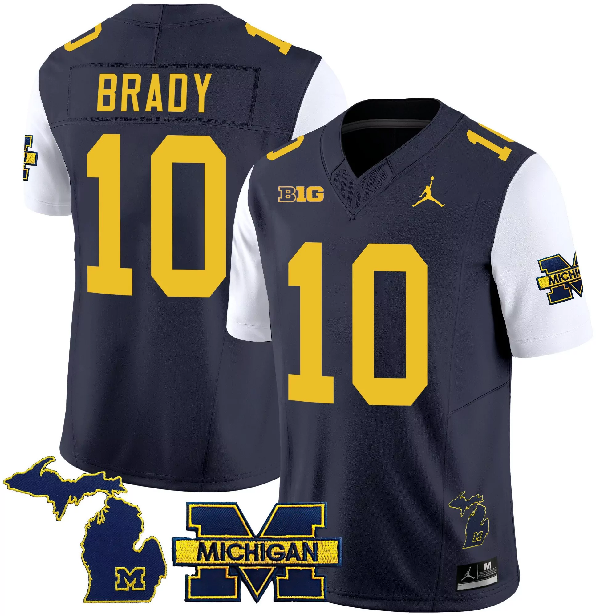 tom brady white sleeves mens michigan wolverines 2023 national champions patch vapor jersey all stitched