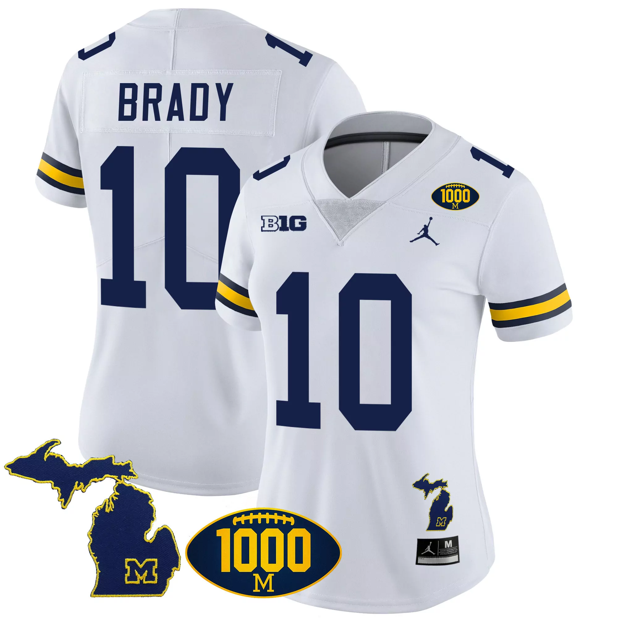 tom brady white womens michigan wolverines 1000 wins patch vapor jersey v3 all stitched