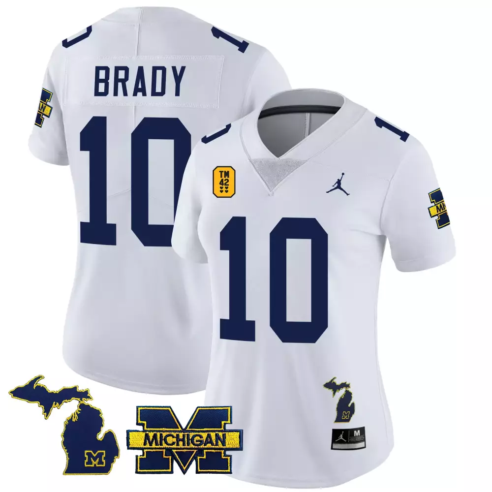 tom brady white womens michigan wolverines 1000 wins patch vapor jersey v3 all stitched