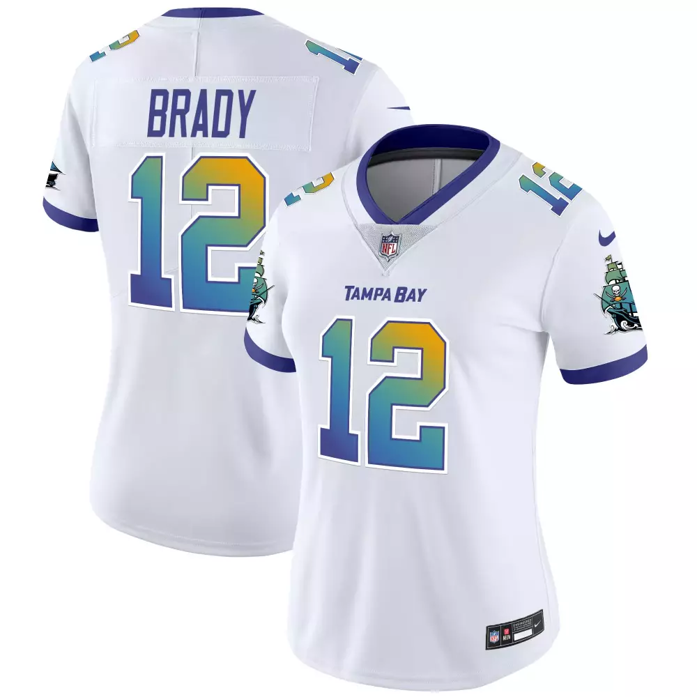 tom brady white womens tampa bay buccaneers florida patch gold trim vapor jersey all stitched