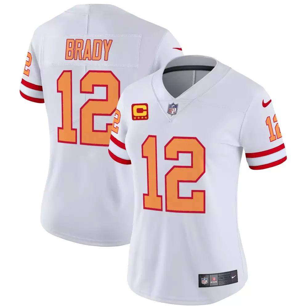 tom brady white womens tampa bay buccaneers florida patch gold trim vapor jersey all stitched