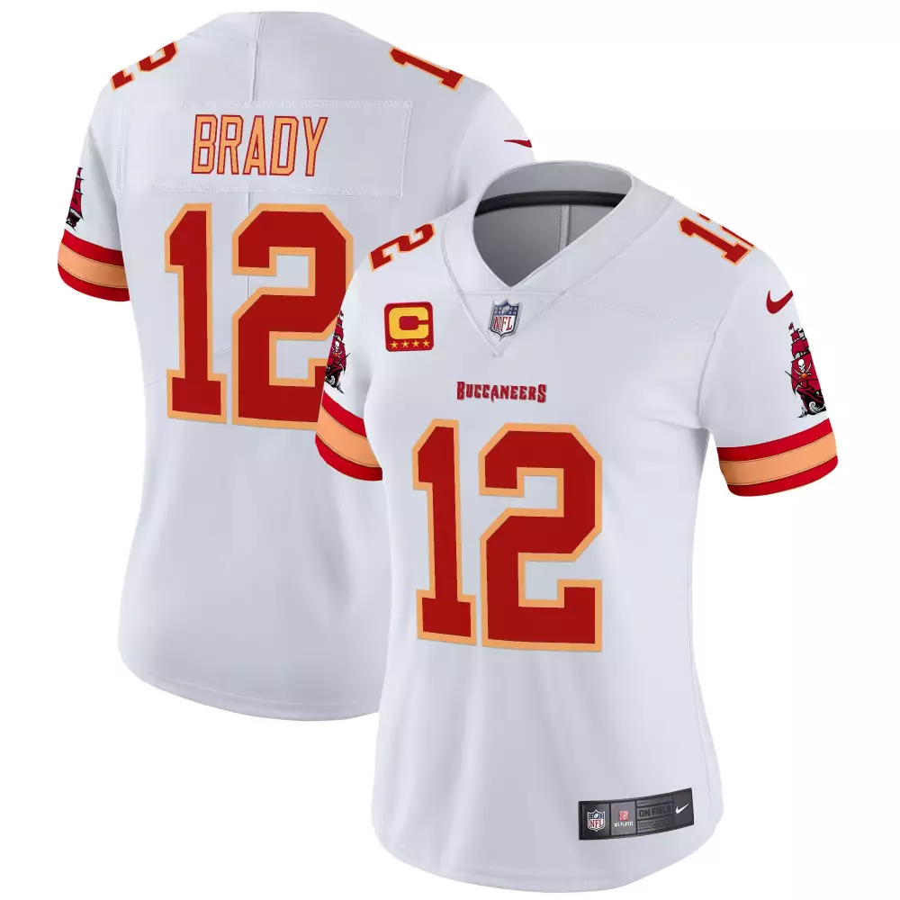 tom brady white womens tampa bay buccaneers florida patch gold trim vapor jersey all stitched