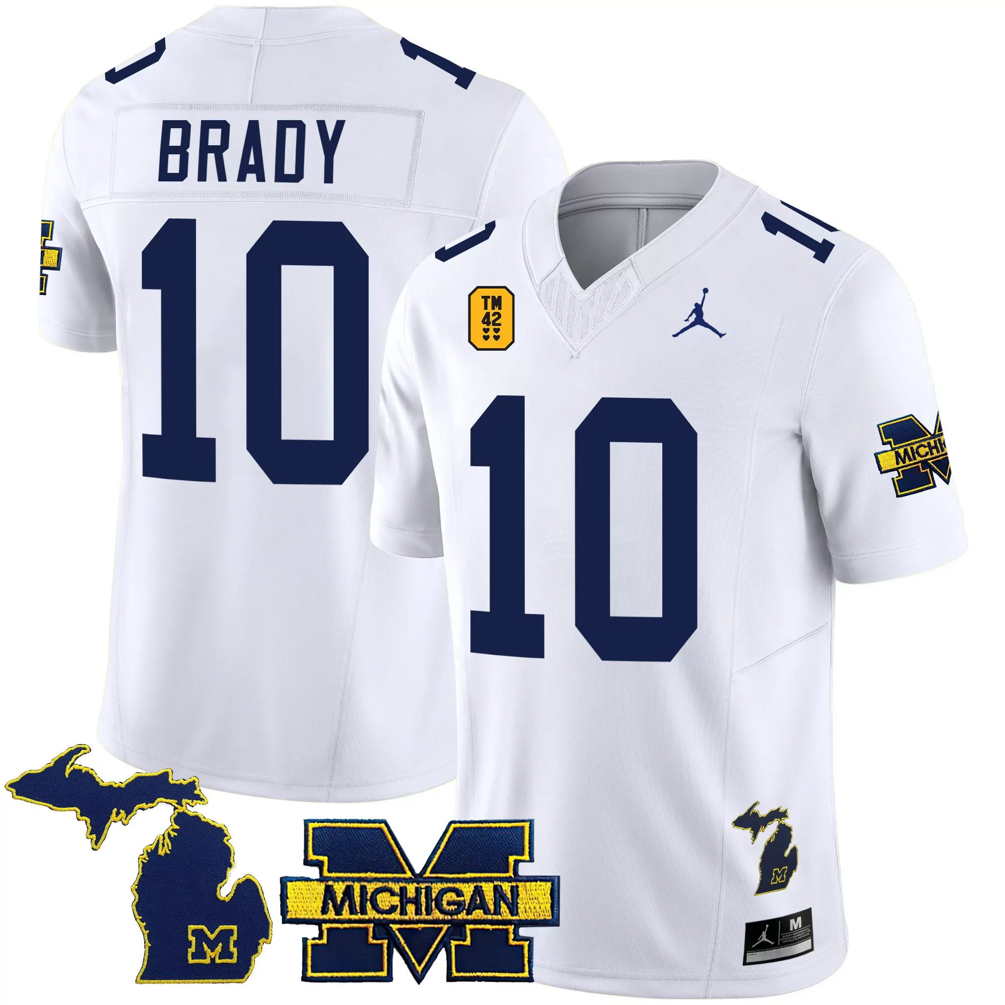 tom brady white youths michigan wolverines tm42 patch vapor limited jersey all stitched