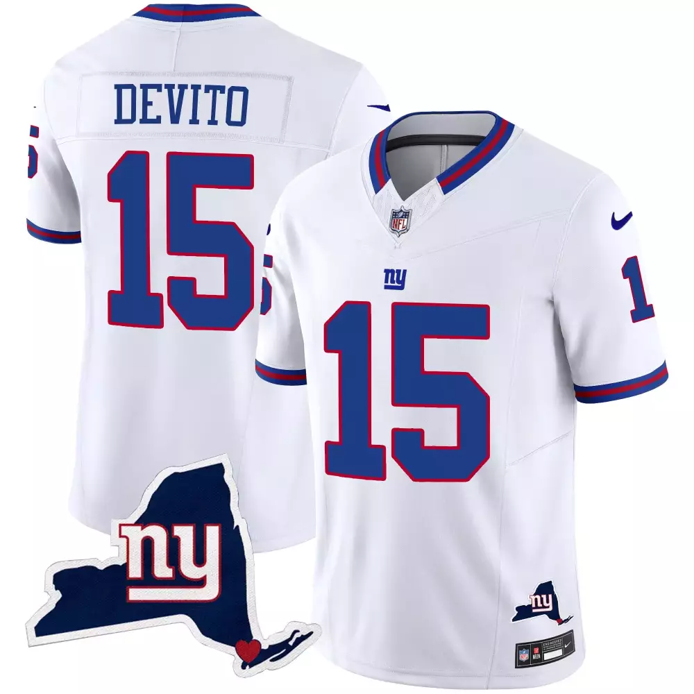 Tommy Devito New York Giants State Map Patch Limited Jersey V2 | Royal | Stitched | Fan Gear | For Women