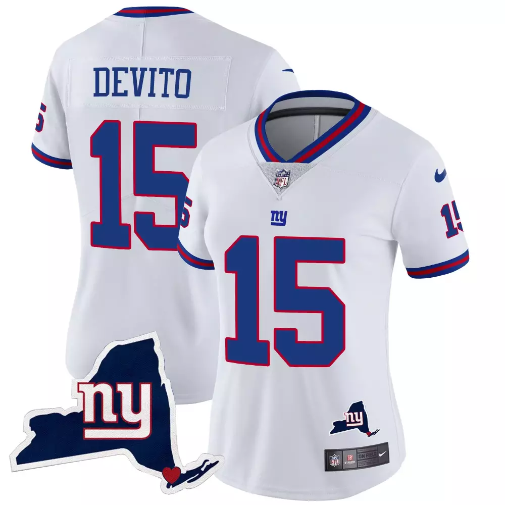 Tommy Devito New York Giants State Map Patch Limited Jersey V2 | Royal | Stitched | Fan Gear | For Women
