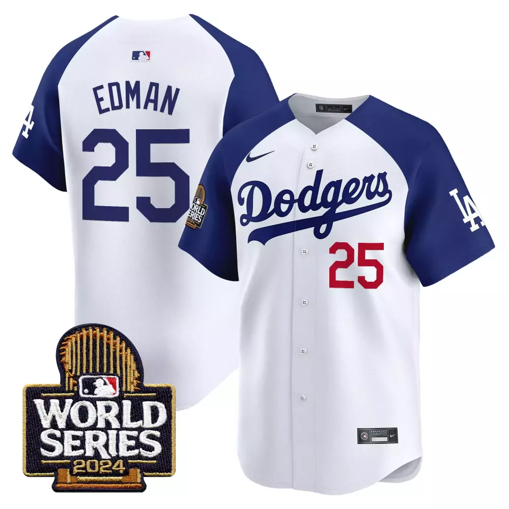 Tommy Edman 2024 World Series White Jersey | Los Angeles Dodgers | All Stitched Vapor Premier | Limited Edition | For Men, Women & Youth