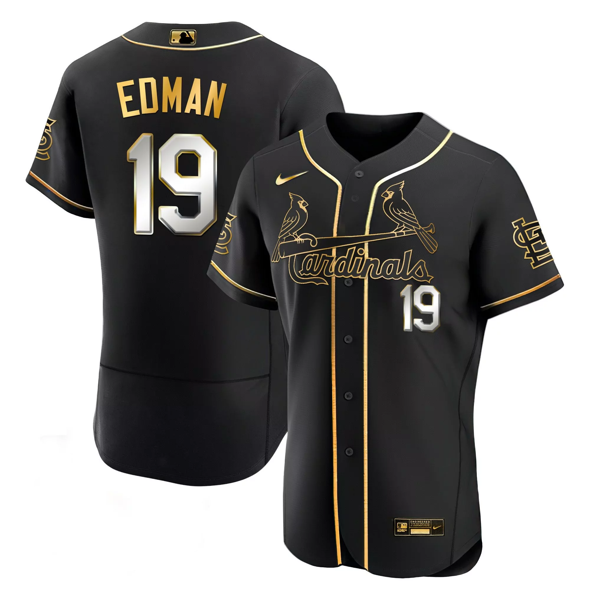 tommy edman flex black gold mens st louis cardinals black limited gold jersey all stitched