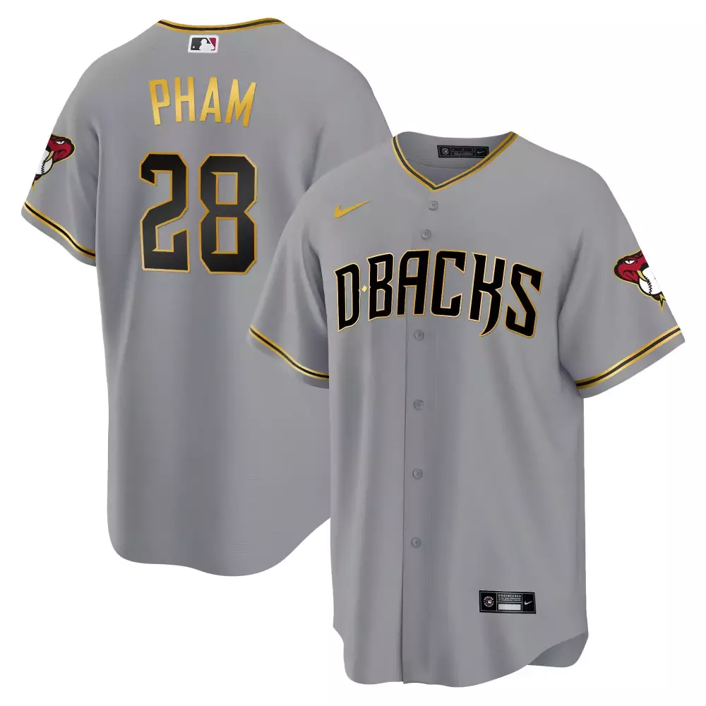 tommy pham gray gold mens arizona diamondbacks 2023 world series flex base gold jersey all stitched