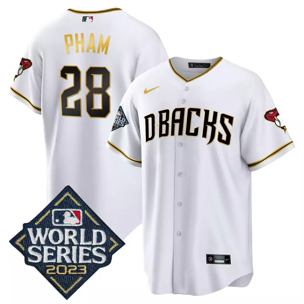 tommy pham gray gold mens arizona diamondbacks 2023 world series flex base gold jersey all stitched