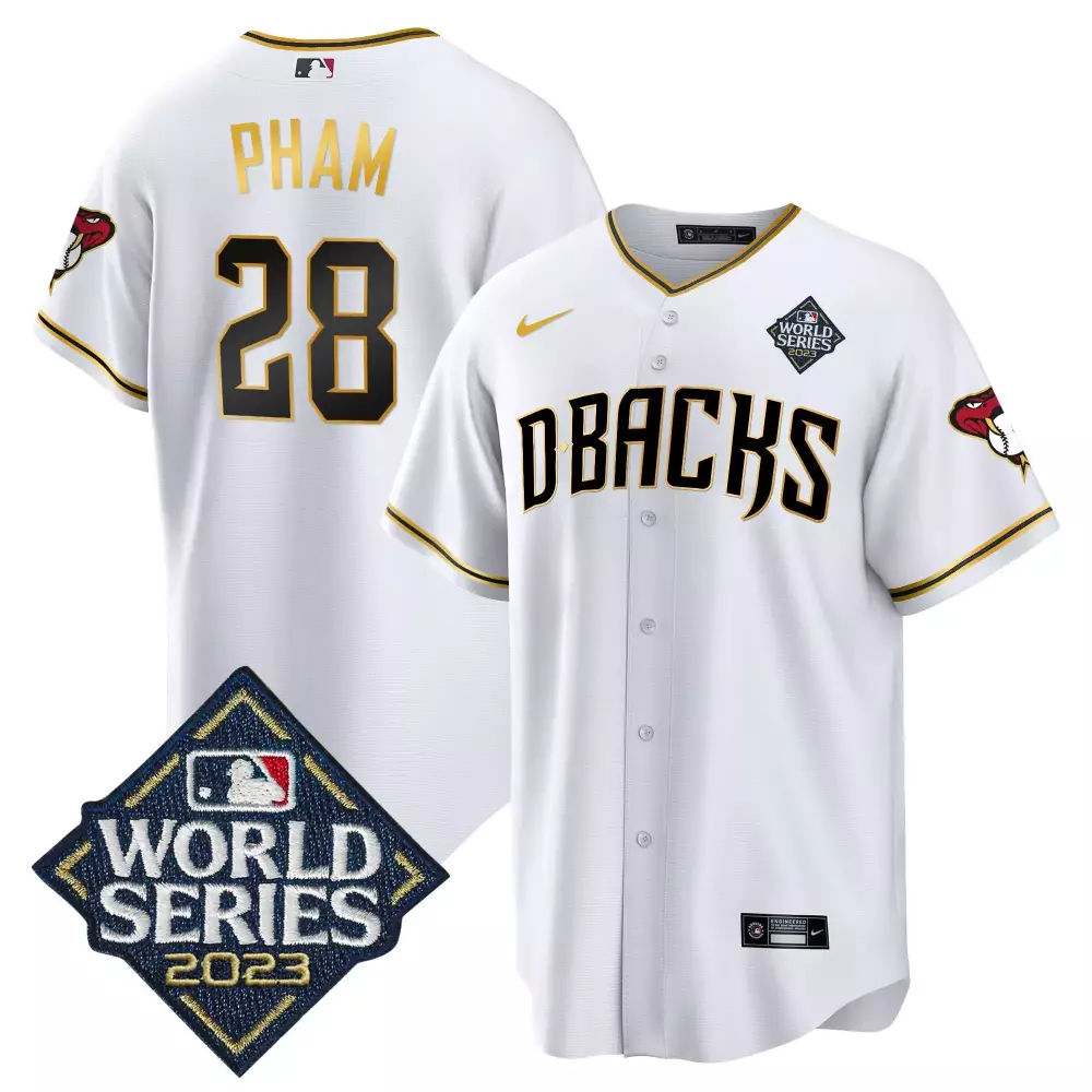 tommy pham gray gold mens arizona diamondbacks 2023 world series flex base gold jersey all stitched
