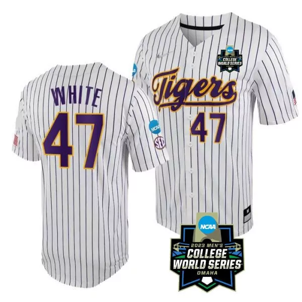 tommy white white mens lsu tigers 2023 national champions jersey all stitched