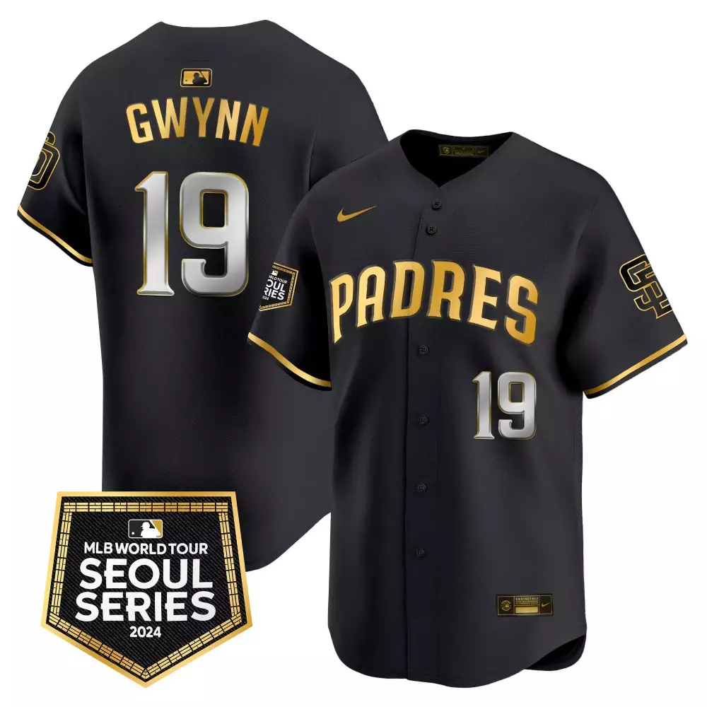 tony gwynn black gold mens san diego padres 2024 tony gwynn robinson patch vapor premier limited jersey all stitched