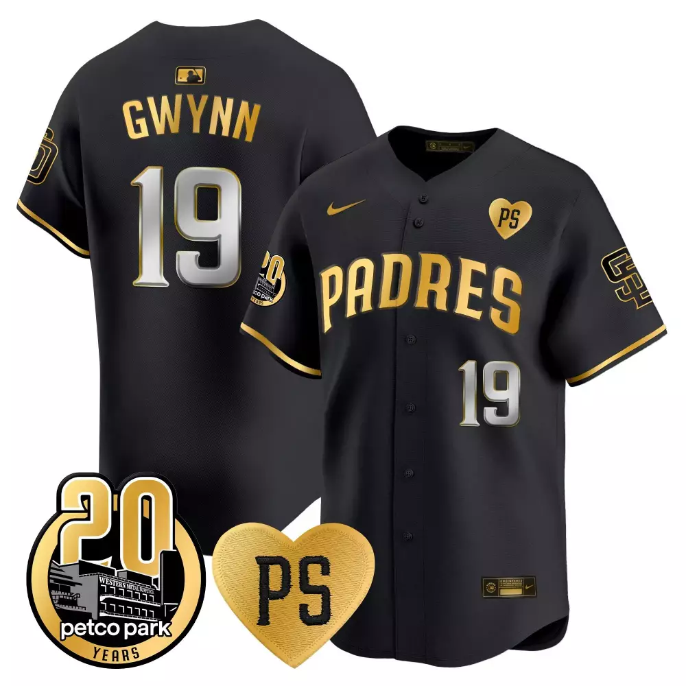 tony gwynn black gold mens san diego padres 2024 tony gwynn robinson patch vapor premier limited jersey all stitched