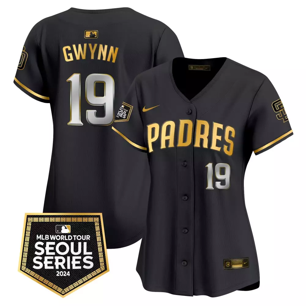 tony gwynn black gold womens san diego padres 2024 for peter robinson patch vapor premier limited jersey all stitched