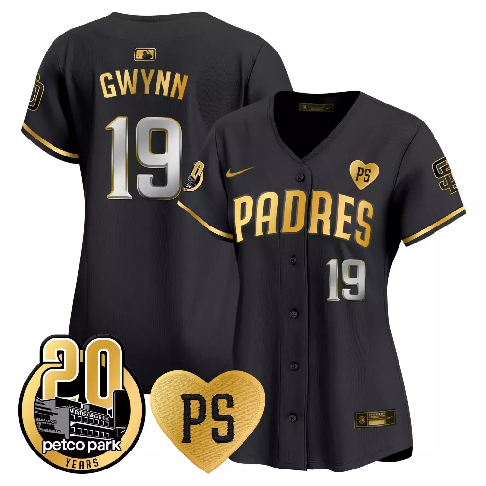 tony gwynn black gold womens san diego padres 2024 for peter robinson patch vapor premier limited jersey all stitched