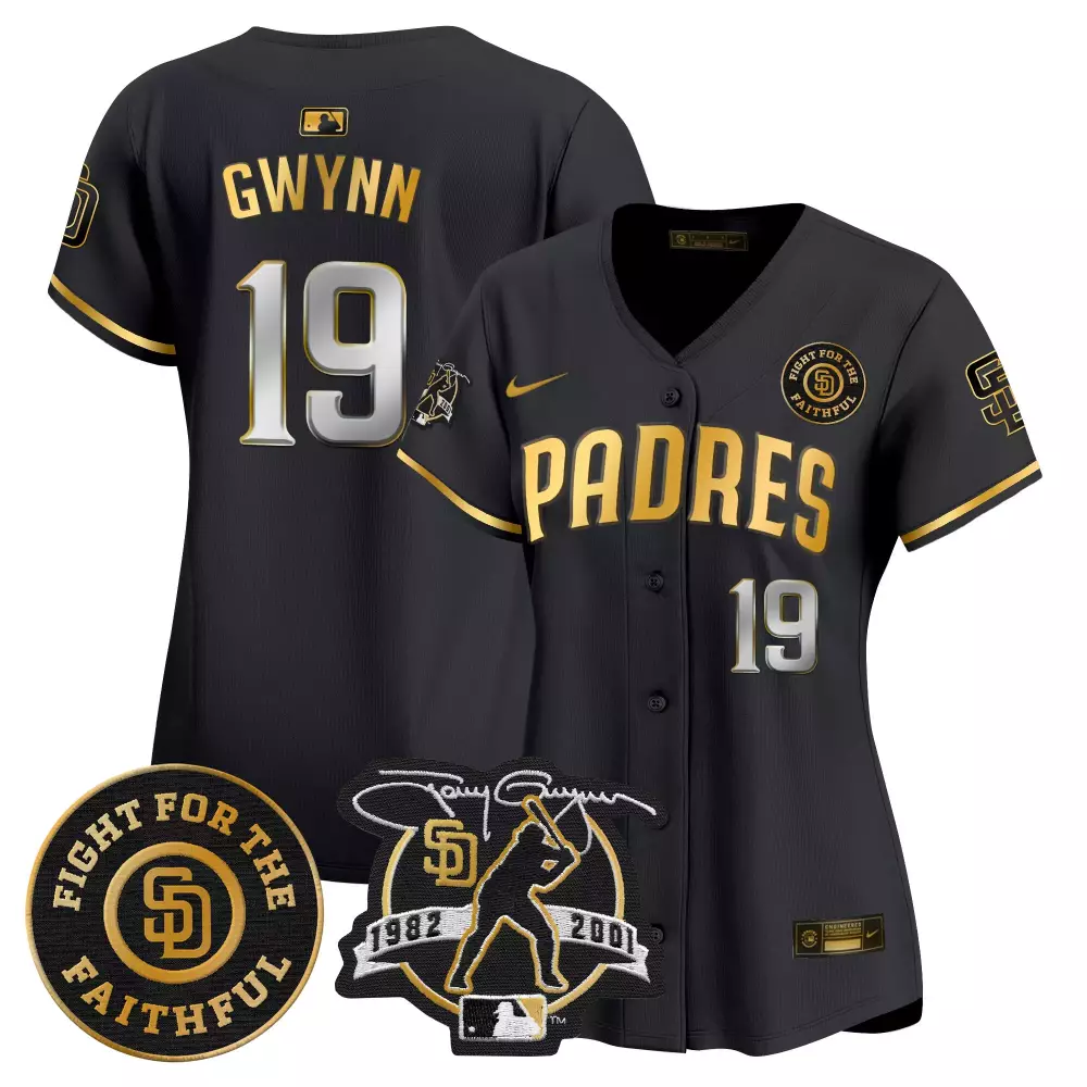 tony gwynn black gold womens san diego padres 2024 for peter robinson patch vapor premier limited jersey all stitched