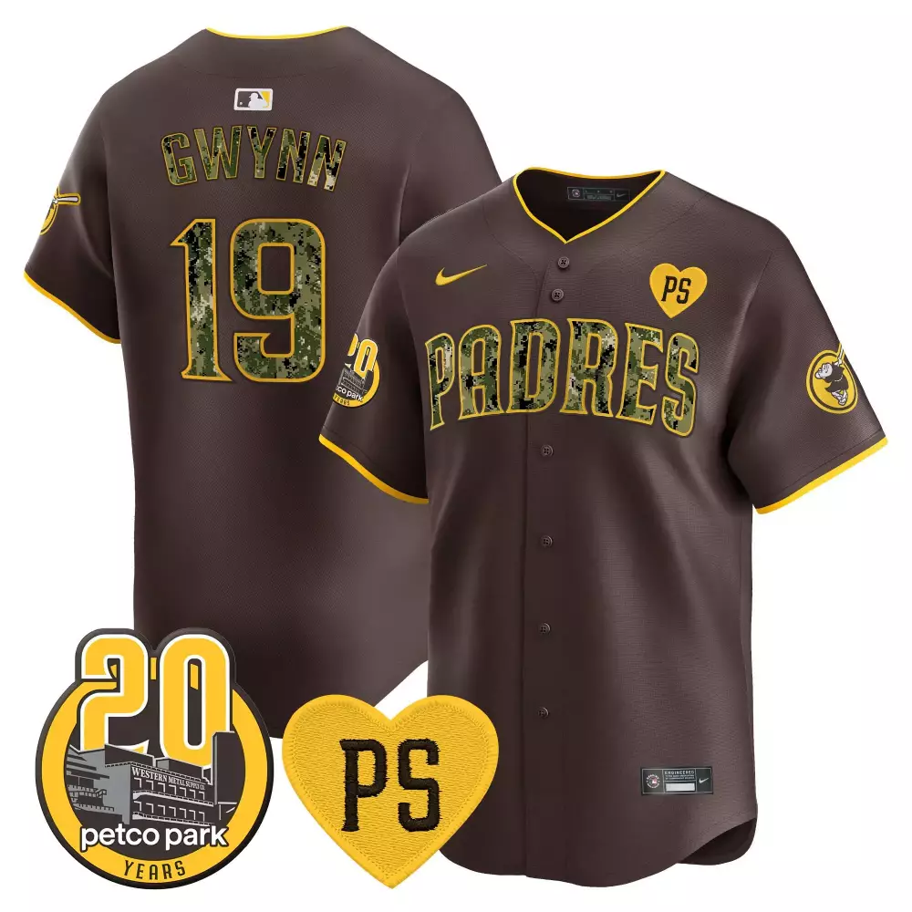 tony gwynn brown mens san diego padres for peter petco park 20th patch usmc vapor premier limited jersey v2 all stitched