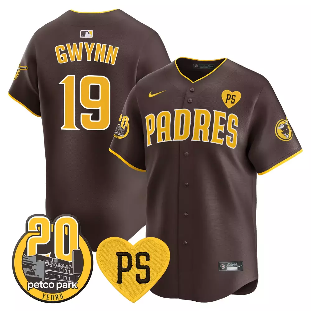 tony gwynn brown mens san diego padres for peter petco park 20th patch usmc vapor premier limited jersey v2 all stitched