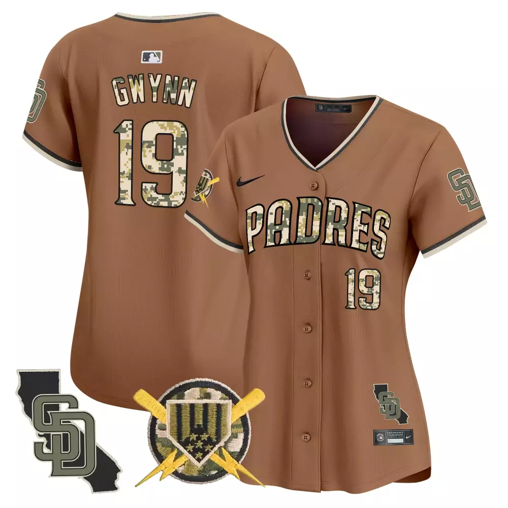tony gwynn brown womens san diego padres armed forces day vapor premier limited jersey all stitched