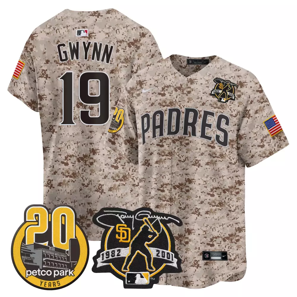 Tony Gwynn San Diego Padres Desert 20th Patch Limited Edition Women's Jersey | Stitched Vapor Premier | Fan Gear for Women & Youth