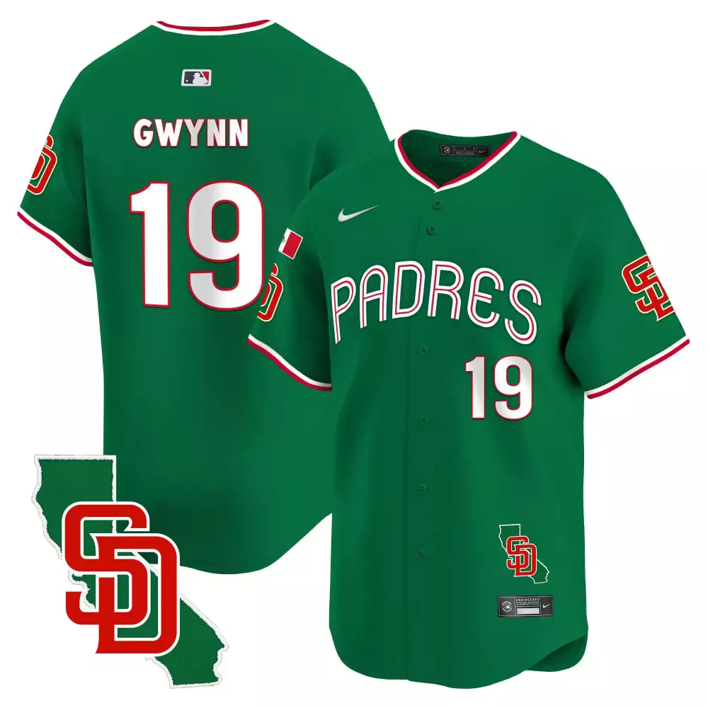 tony gwynn green mens san diego padres mexico california patch vapor premier limited jersey all stitched