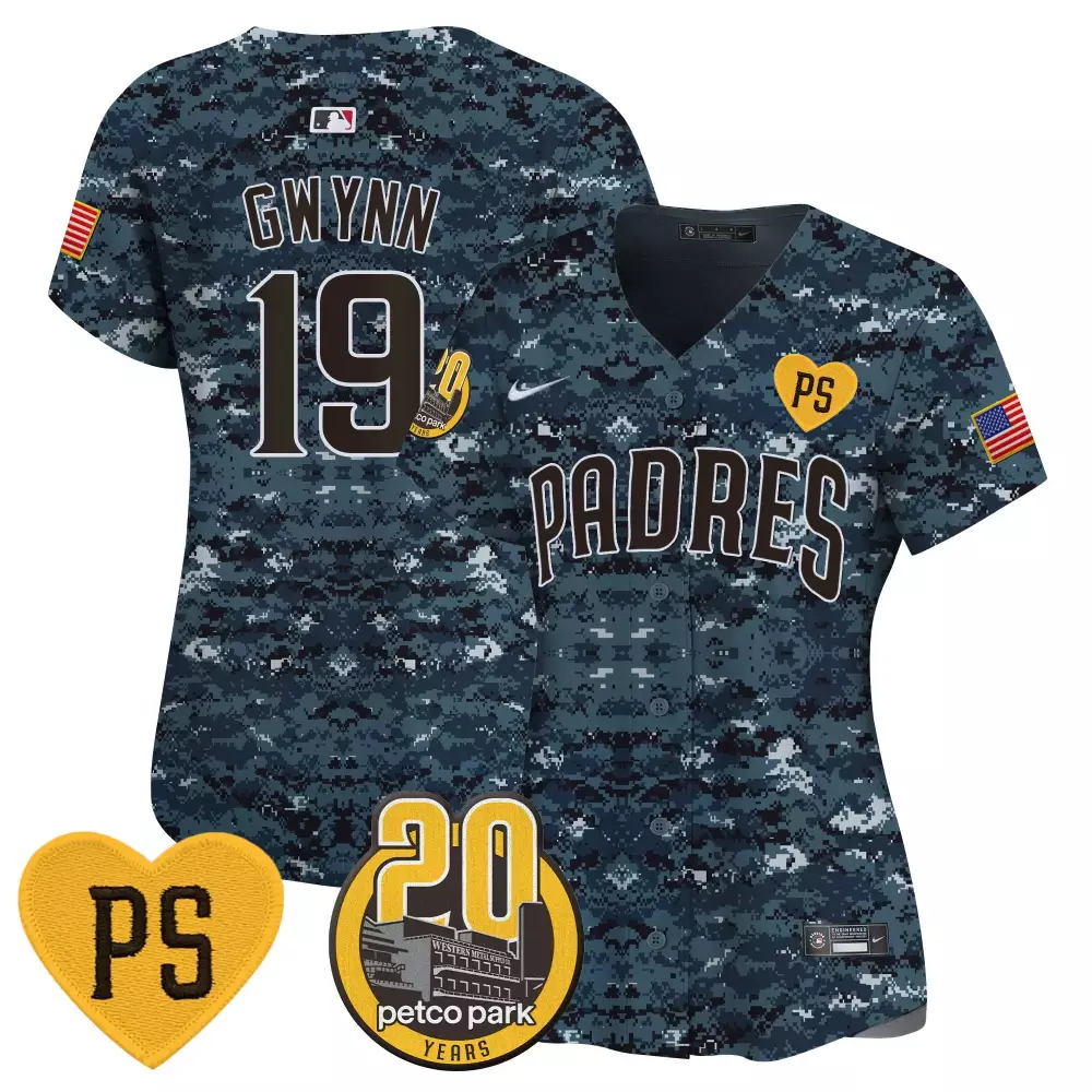 Tony Gwynn San Diego Padres For Peter 20th Patch Limited Edition Women's Jersey | Stitched Vapor Premier | Fan Gear for Women & Youth