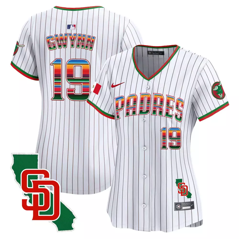 Tony Gwynn San Diego Padres Women's Pinstripe Jersey | Mexico California Patch | Limited Edition Vapor Premier | For Women & Youth