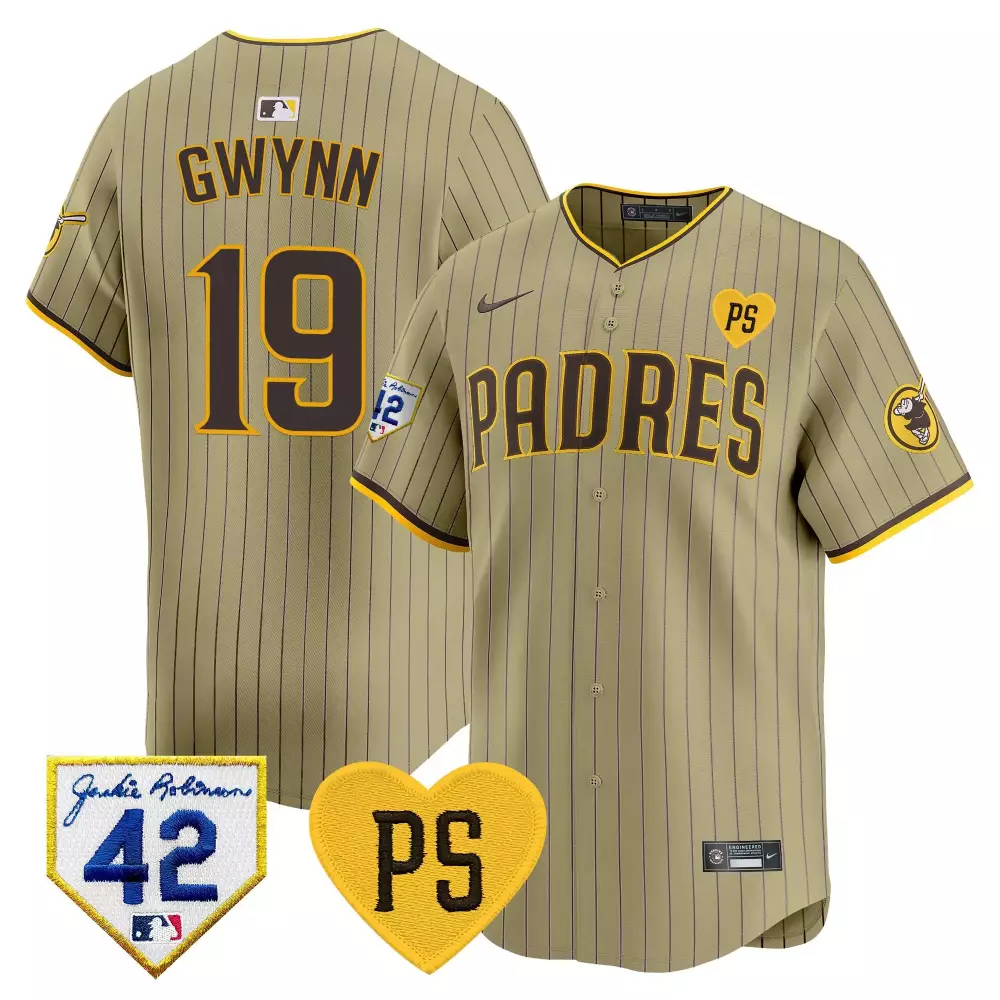 tony gwynn tan mens san diego padres 2024 for peter robinson patch vapor premier limited jersey all stitched