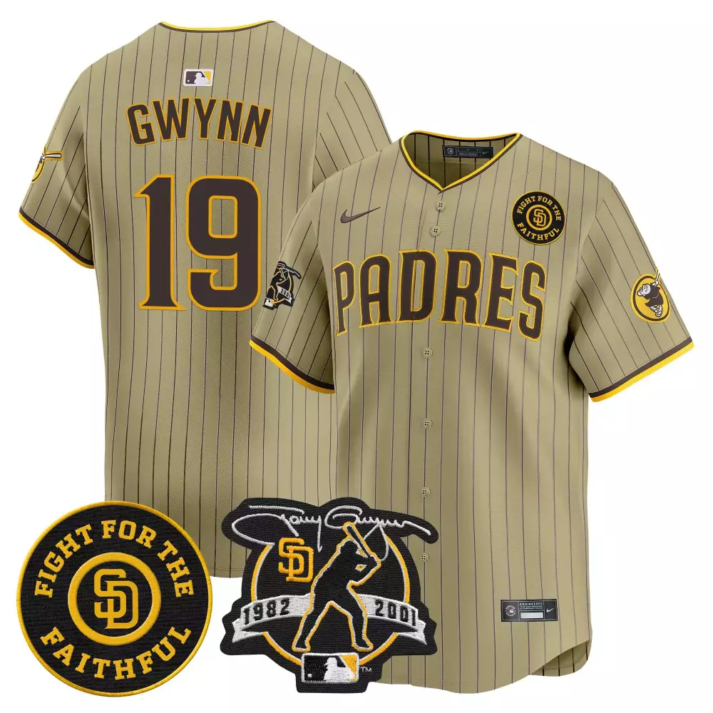 tony gwynn tan mens san diego padres tony gwynn faithful patch vapor premier limited jersey n all stitched