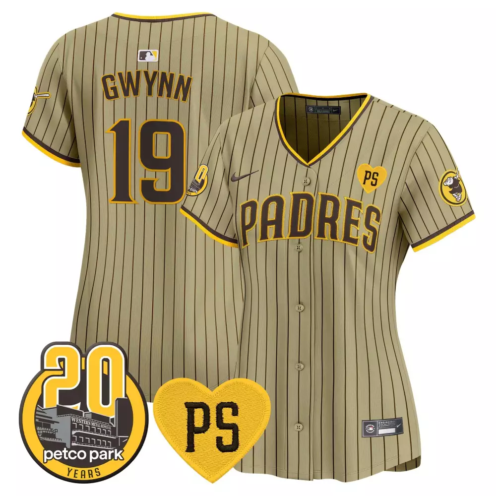 tony gwynn tan womens san diego padres 2024 tony gwynn robinson patch vapor premier limited jersey all stitched