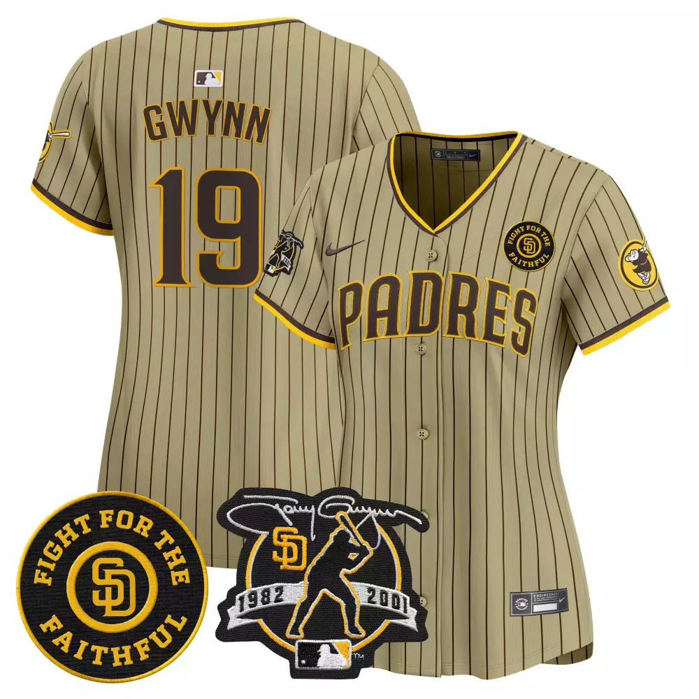tony gwynn tan womens san diego padres 2024 tony gwynn robinson patch vapor premier limited jersey all stitched