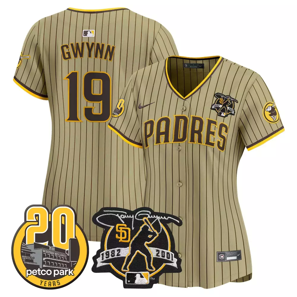 tony gwynn tan womens san diego padres 2024 tony gwynn robinson patch vapor premier limited jersey all stitched
