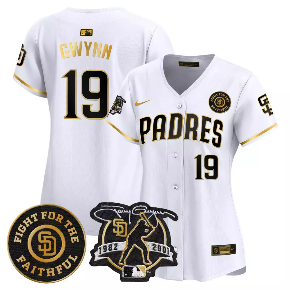 tony gwynn white gold womens san diego padres tony gwynn faithful patch vapor premier limited jersey n all stitched