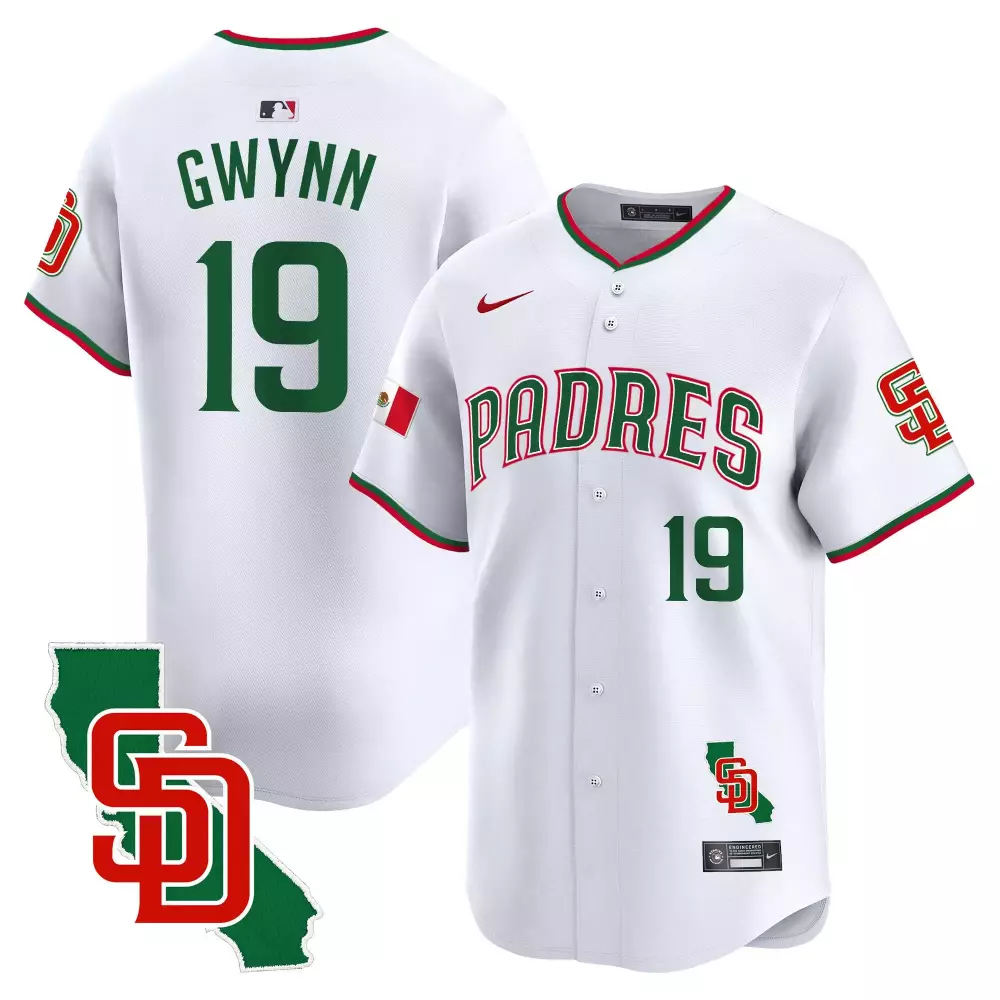 tony gwynn white mens san diego padres mexico california patch vapor premier limited jersey v5 all stitched