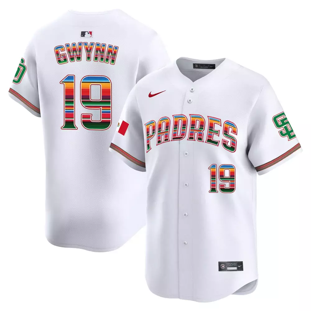 tony gwynn white mens san diego padres mexico california patch vapor premier limited jersey v5 all stitched