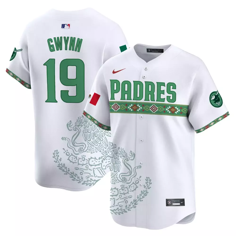tony gwynn white mens san diego padres mexico california patch vapor premier limited jersey v5 all stitched