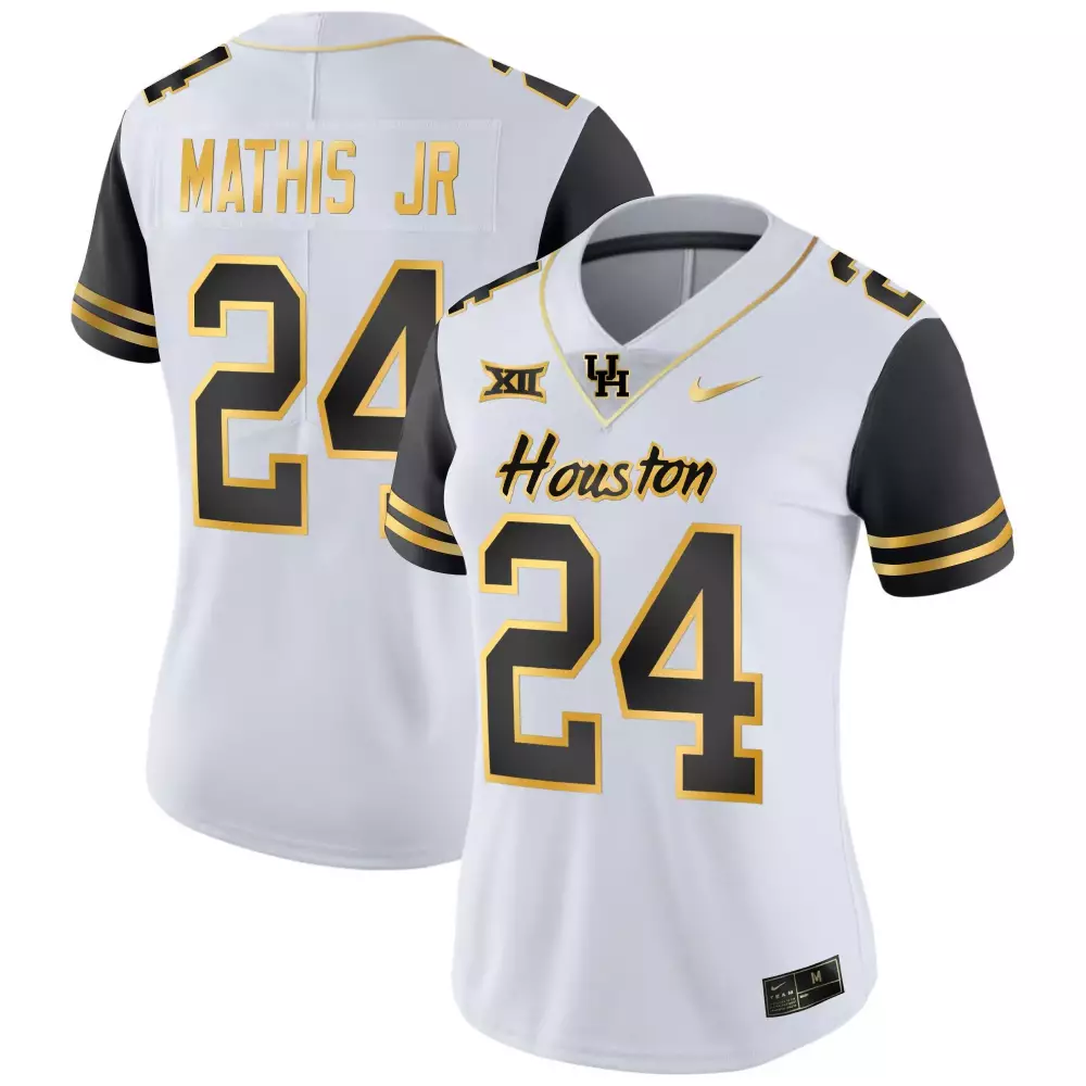 tony mathis jr black sleeves womens houston cougars 2023 oilers inspired gold jersey all stitched