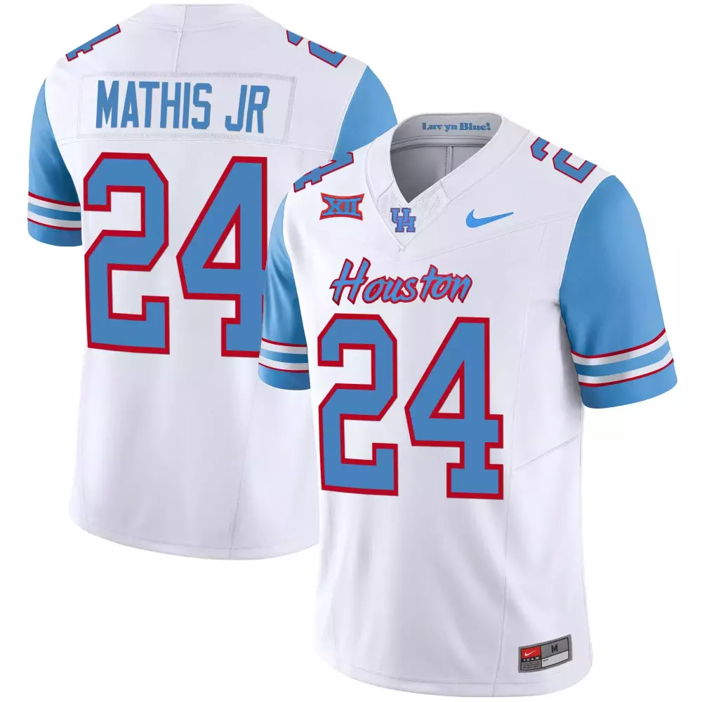 tony mathis jr blue sleeves mens houston cougars 2023 oilers inspired vapor jersey all stitched