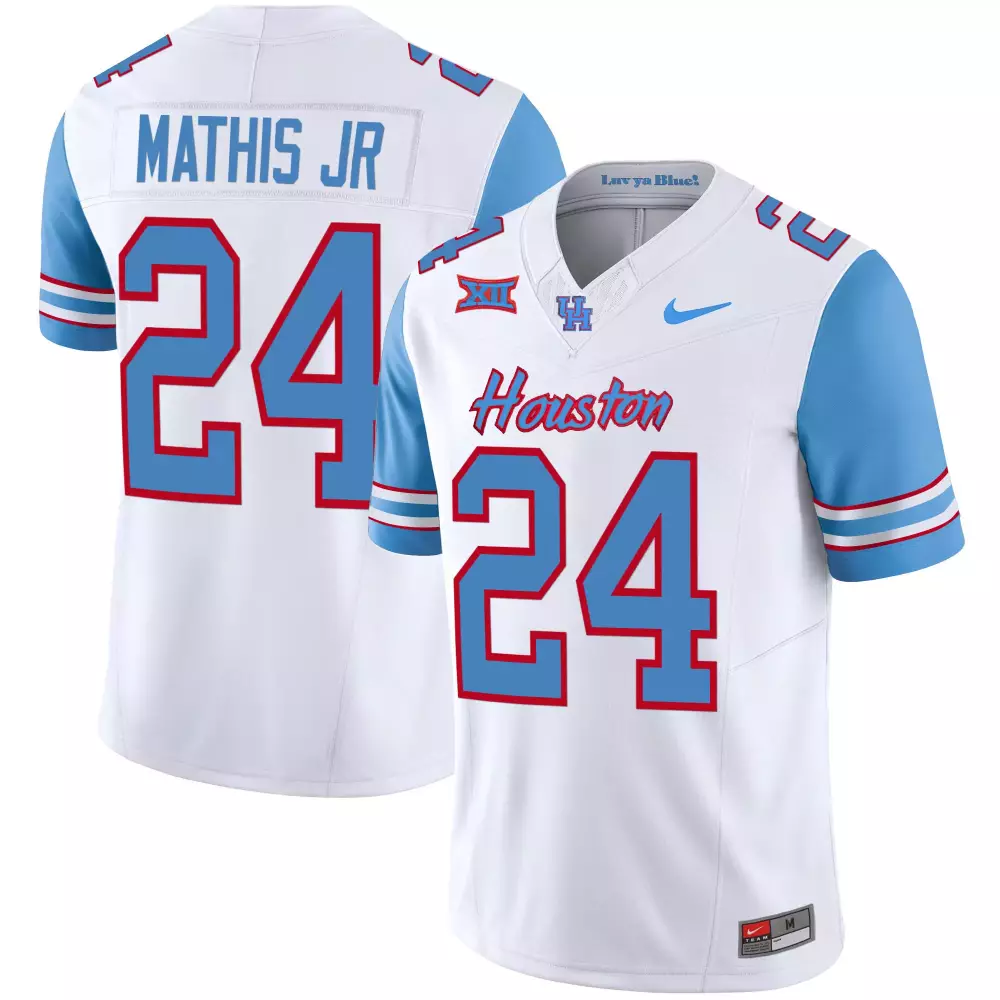 tony mathis jr blue sleeves mens houston cougars 2023 oilers inspired vapor jersey all stitched