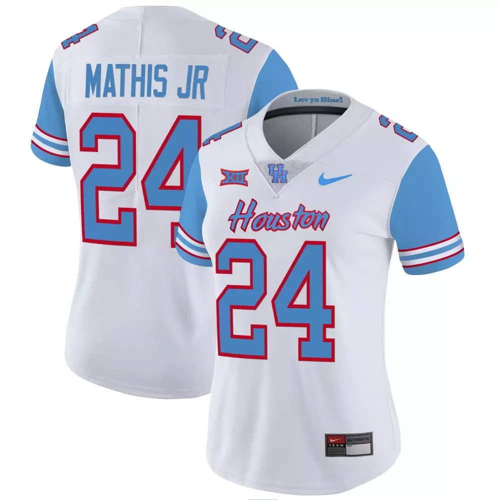 tony mathis jr blue sleeves mens houston cougars 2023 oilers inspired vapor jersey all stitched